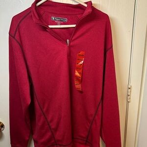 Pebble Beach Men's Raspberry Red Quarter-Zip Sweater